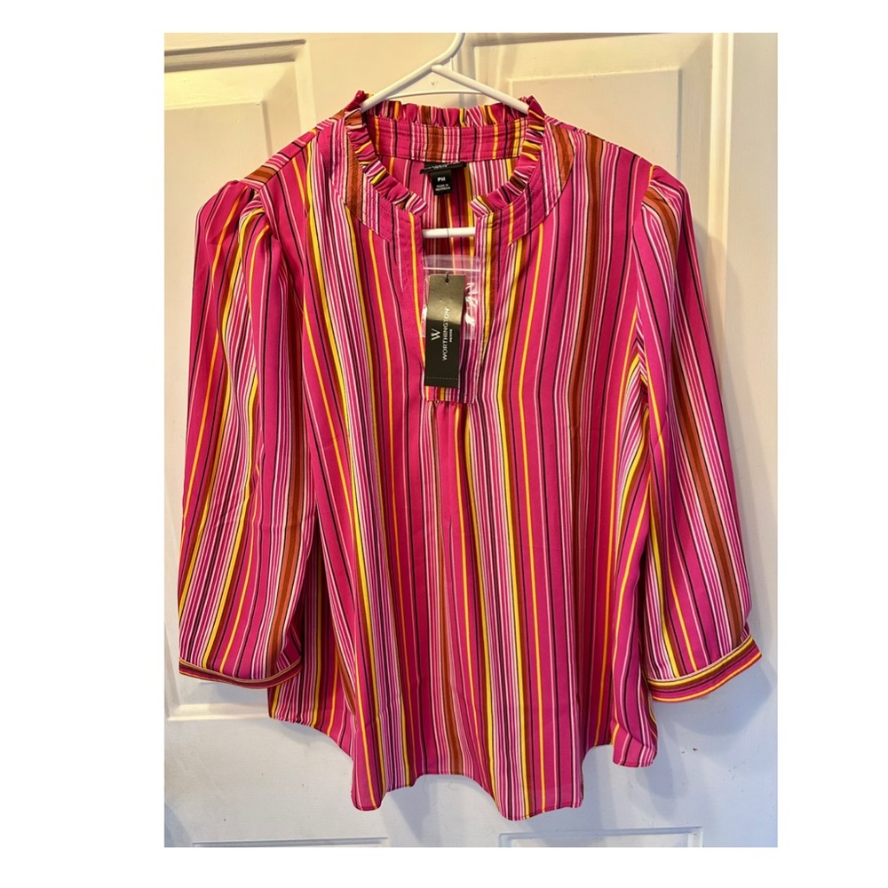 Pink/Yellow Stripe Blouse